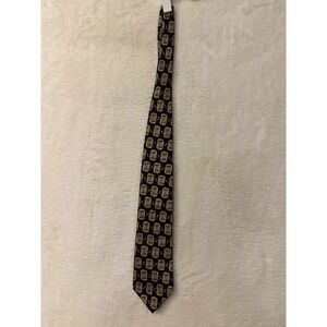 Jimmy V Joe Theismann Collection One Navy Blue Silk Geometric Necktie USA Made